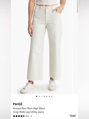 PAIGE Anessa Crop Wide Leg Utility Jeans in Tonal Ecru